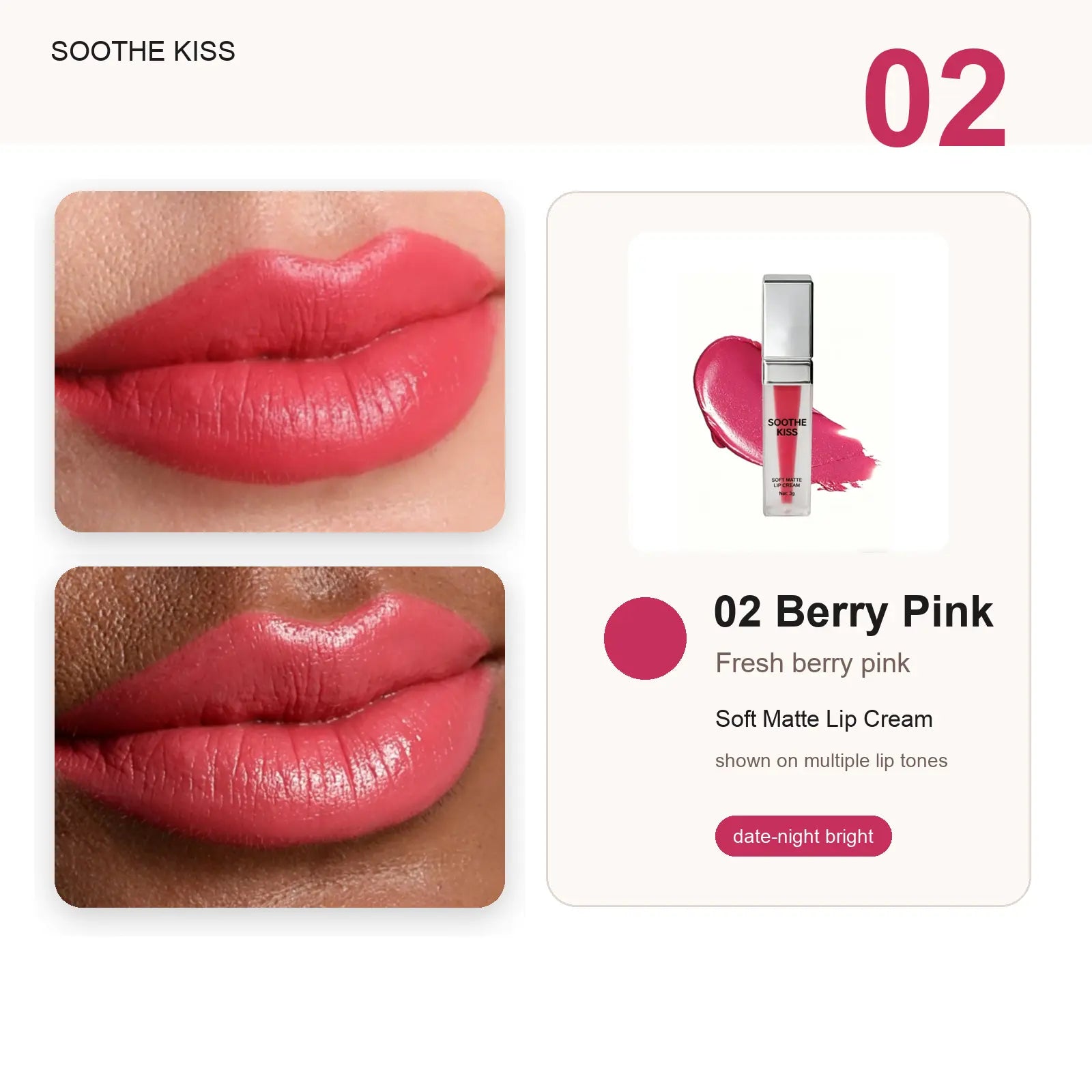 Soothe Kiss Soft Matte Lip Cream, Long-Lasting 2-In-1 Lip & Cheek Blush, Weightless Velvet Liquid Cosmetic for Adults and All Skin Types Summervibes