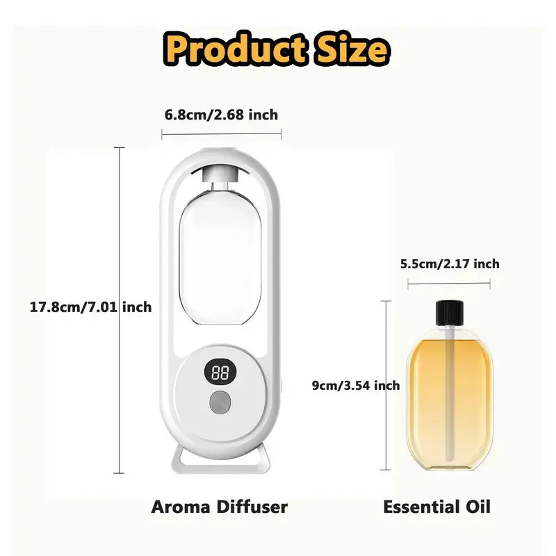 MREGB Smart Essential Oil Diffuser Wall Mounted Automatic Fragrance Machine Home Room Deodorizer Aroma Scent Diffuser with Atmosphere Light USB Powered Hotel Spray Perfume Dispenser Bathroom Odor Eliminator 5-Speed Digital Display Summervibes
