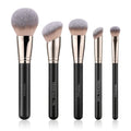 5 Pcs High-Density Makeup Brush Set for Full Face - Teoyall - Essential Only, No Redundant Brushes - Full Coverage for Foundation Concealer Bronzer Contour Blush & Setting Powder - Premium yet Affordable Makeup Tools