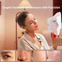 Red Light Therapy for Face, 4 Modes LED Light Therapy Mask with 850Nm NIR Infrared Red & Blue Light, Rechargeable Portable Facial Skincare Device with Timer for Home Use, Lightweight for Women & Men