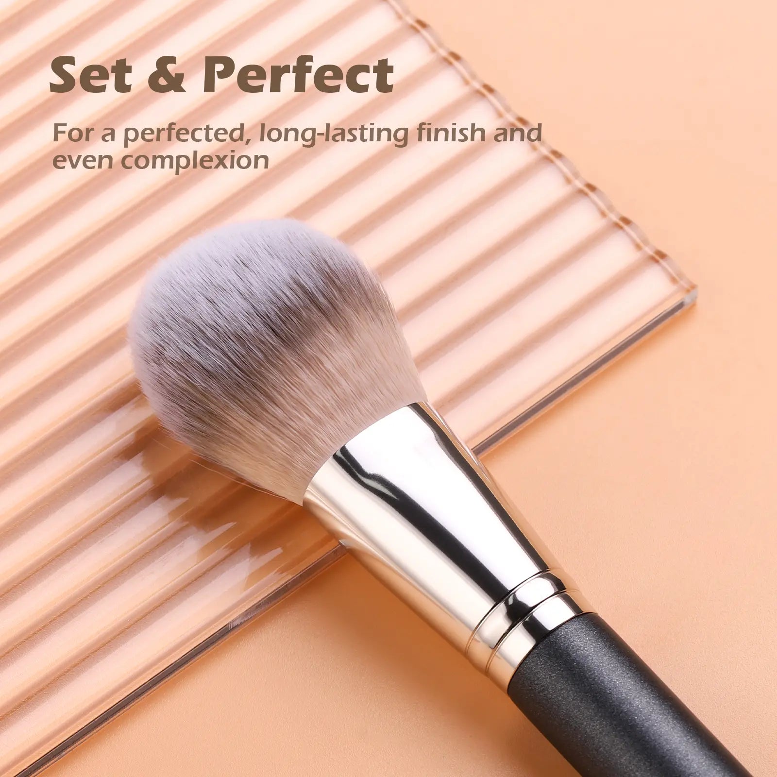 5 Pcs High-Density Makeup Brush Set for Full Face - Teoyall - Essential Only, No Redundant Brushes - Full Coverage for Foundation Concealer Bronzer Contour Blush & Setting Powder - Premium yet Affordable Makeup Tools