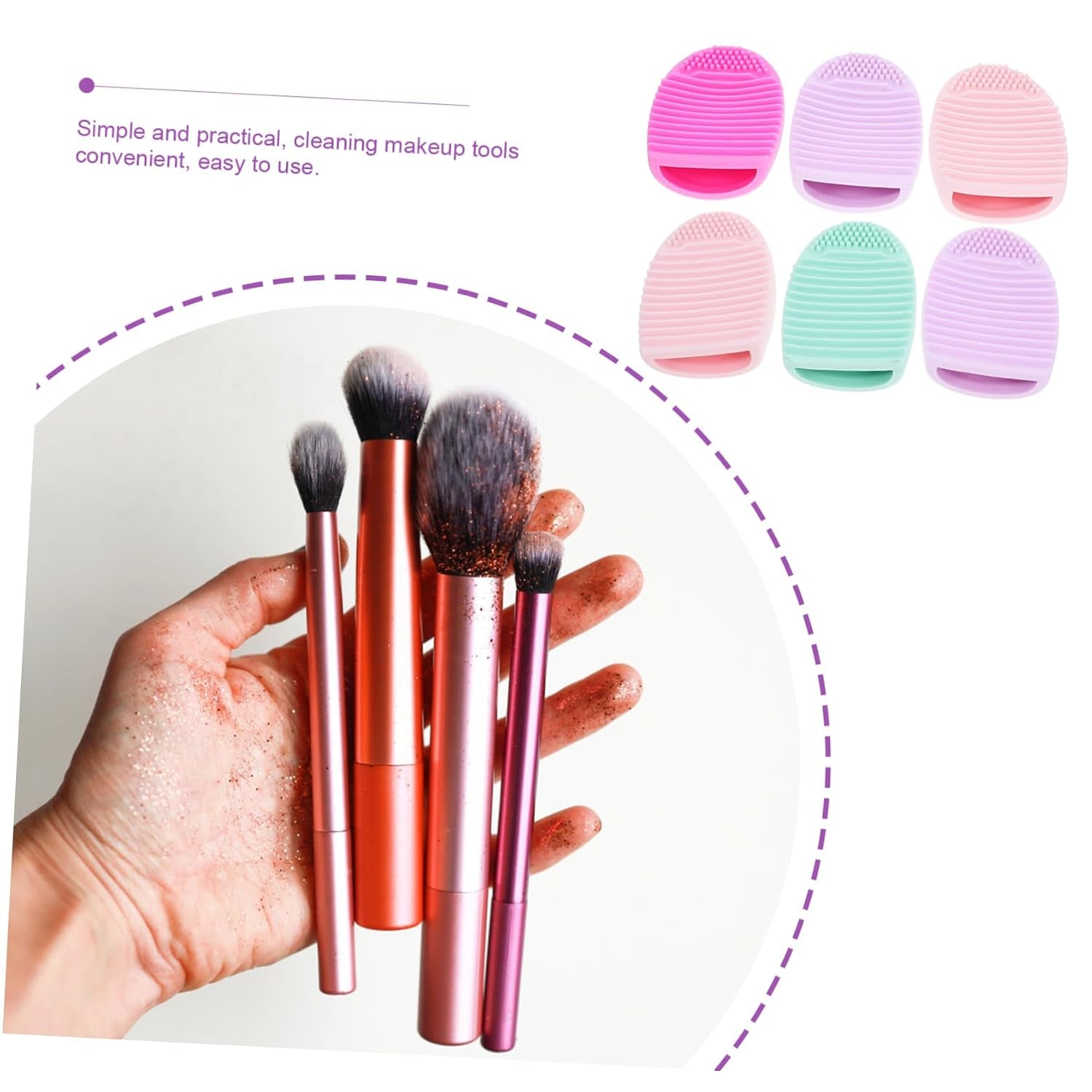 6Pcs Silicone Beauty Brush Flexible Makeup Brush Cleaner Pad for Efficient Beauty Tool Cleaning Mixed Colors Suitable for Home and Salon Use