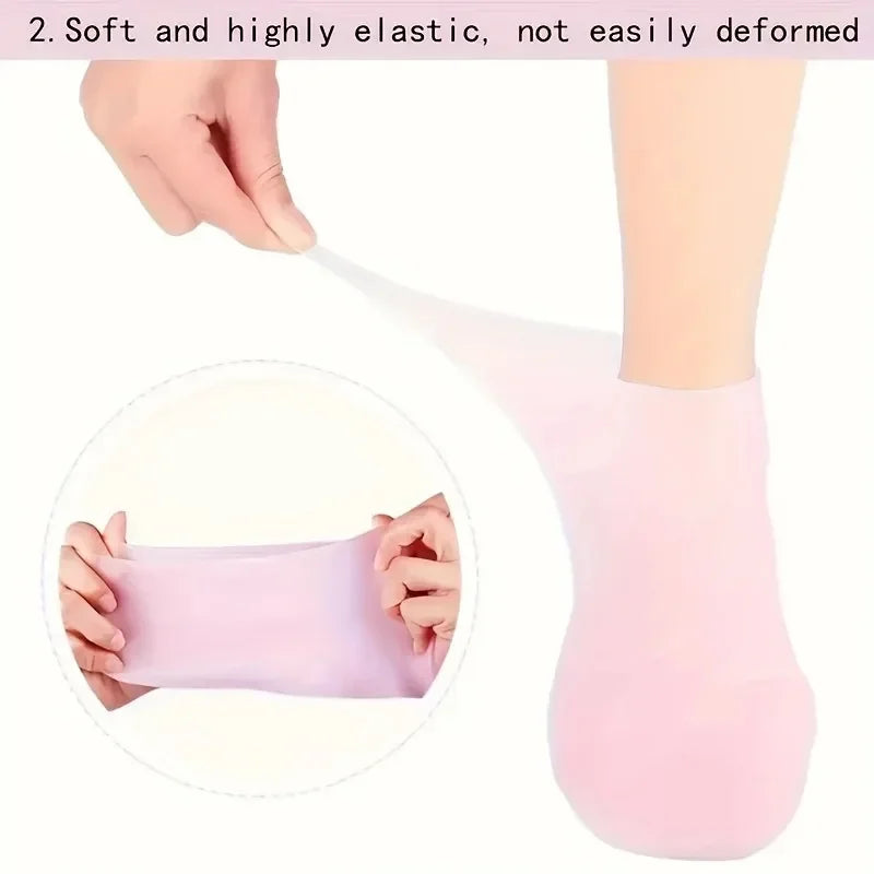 Silicone moisturizing foot socks for dry, cracked feet