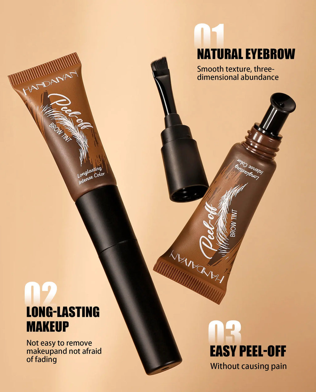 5-Color Tear-Off Brow Tint – Waterproof, Non-Fading, Long-Lasting Pigment for Precise Brow Definition & Effortless Wild Brow Looks - Easy-To-Use Makeup Tool for Women, Cosmetics, Eyebrow Products