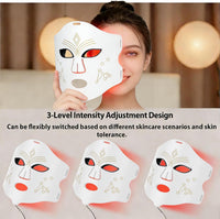 Red Light Therapy for Face, 4 Modes LED Light Therapy Mask with 850Nm NIR Infrared Red & Blue Light, Rechargeable Portable Facial Skincare Device with Timer for Home Use, Lightweight for Women & Men
