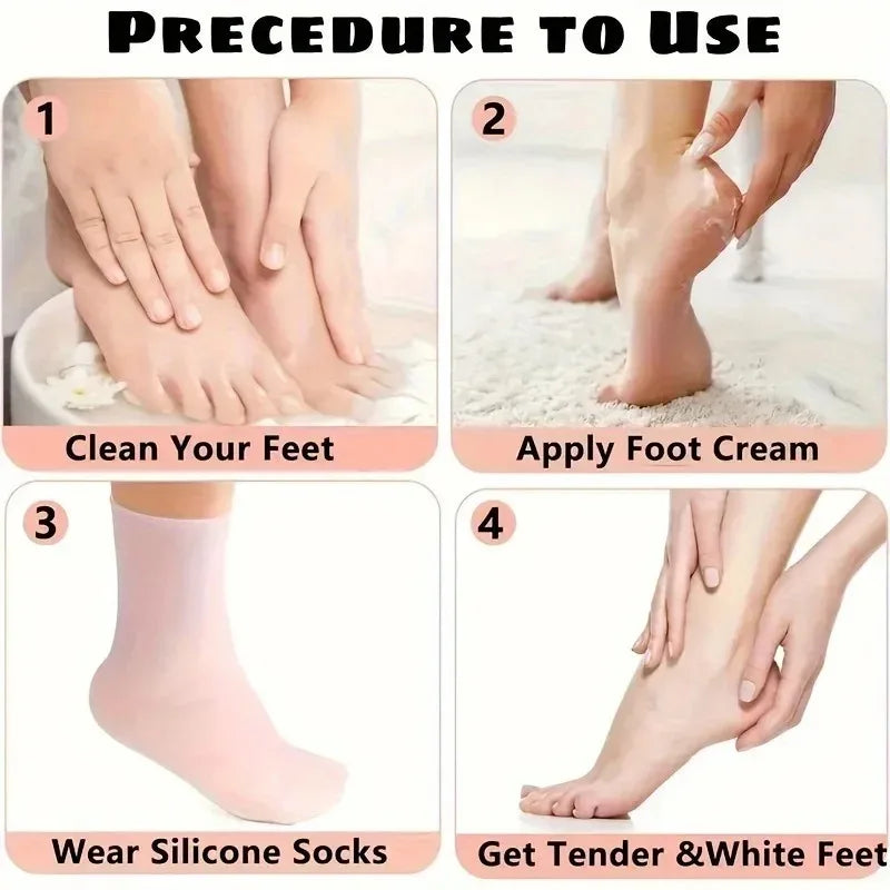 Silicone moisturizing foot socks for dry, cracked feet