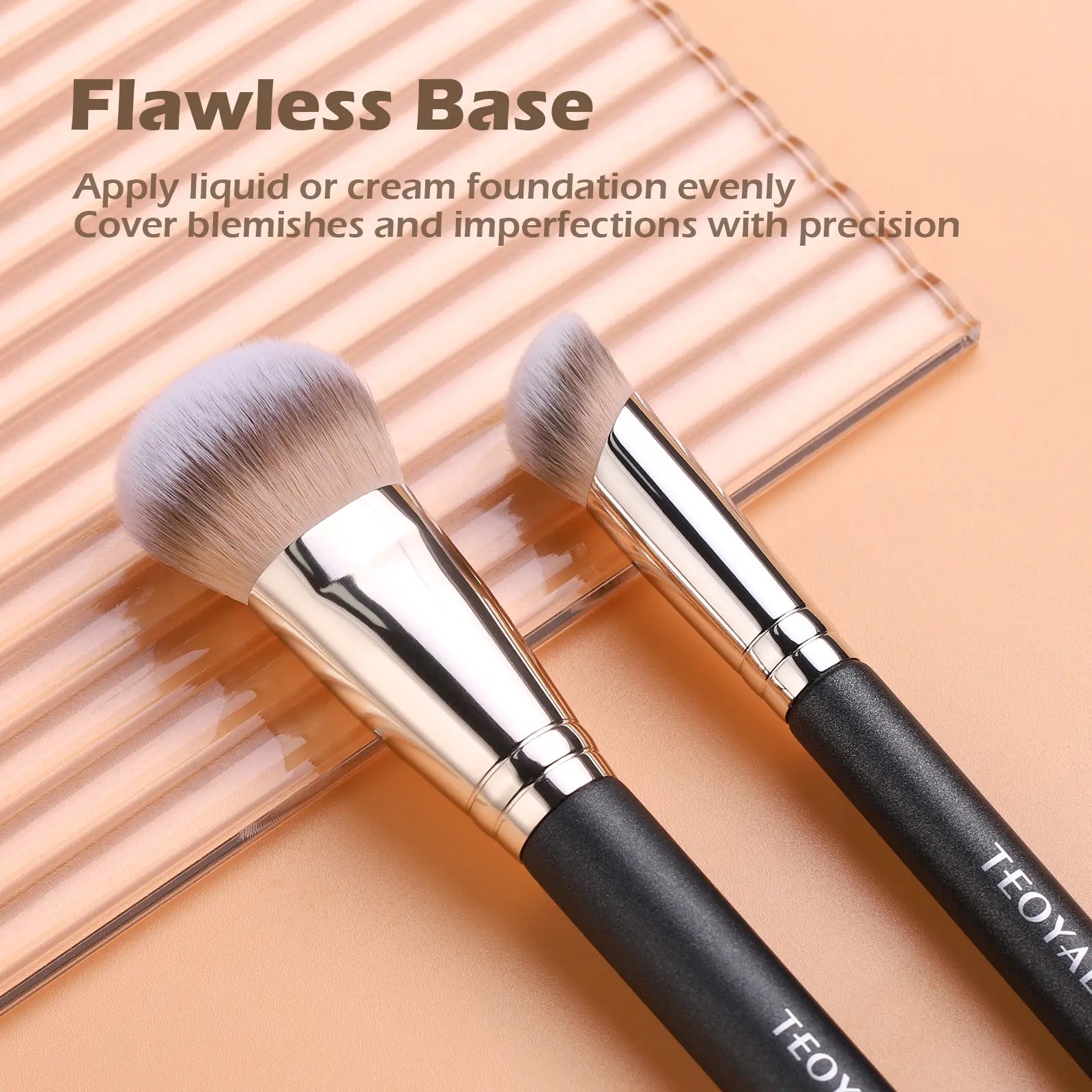 5 Pcs High-Density Makeup Brush Set for Full Face - Teoyall - Essential Only, No Redundant Brushes - Full Coverage for Foundation Concealer Bronzer Contour Blush & Setting Powder - Premium yet Affordable Makeup Tools