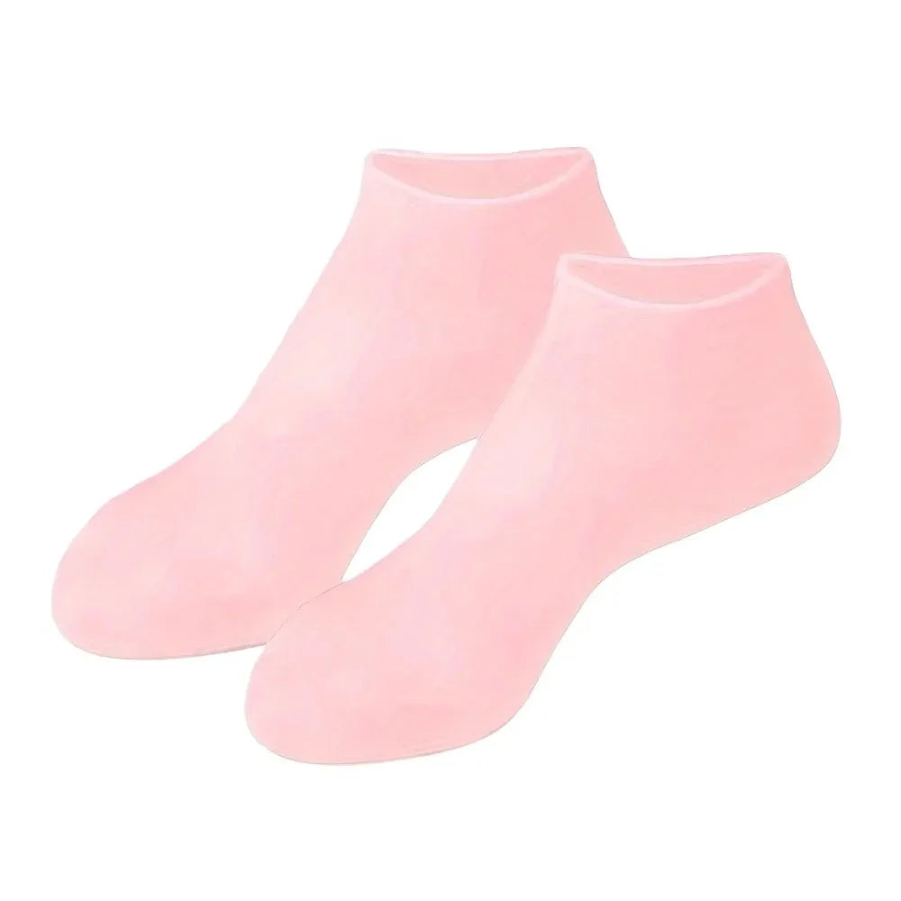 Silicone moisturizing foot socks for dry, cracked feet