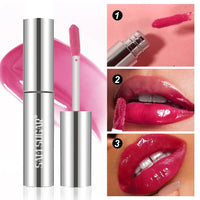 High shine waterproof lip gloss in raspberry