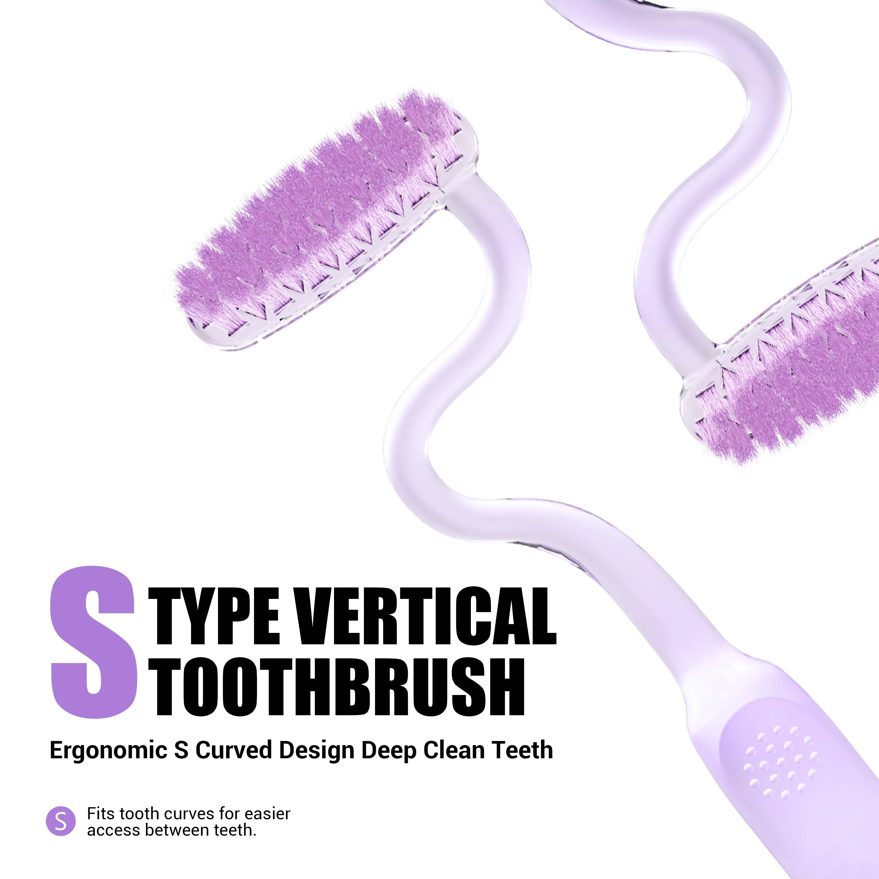 CEELIKE S-Shaped Toothbrush - Ergonomic Curved Handle, Soft Bristles for Deep Oral Cleaning, Comfortable Daily Oral Care, Non-Medical