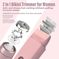 Rechargeable 2-in-1 bikini and body trimmer