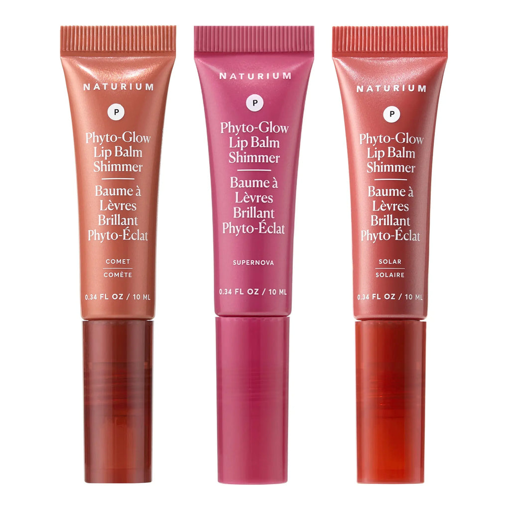 Naturium the Infinite Glow Set, Phyto-Glow Lip Balm Shimmer Comet, Supernova, Solar
