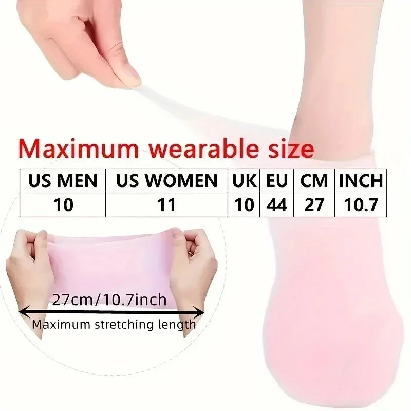 Silicone moisturizing foot socks for dry, cracked feet