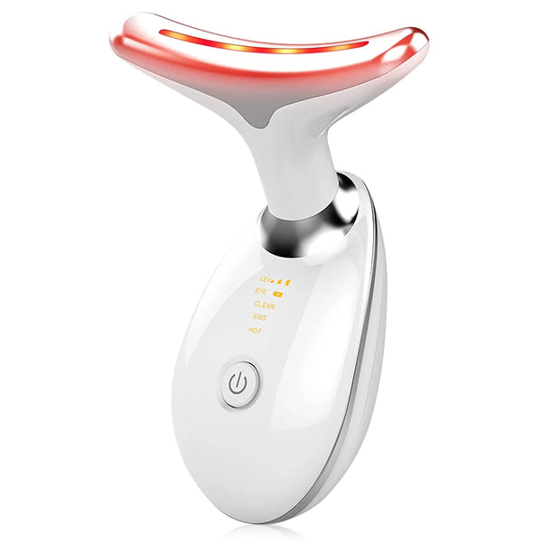 Neck and Face Firming Massager with LED Light Therapy - White