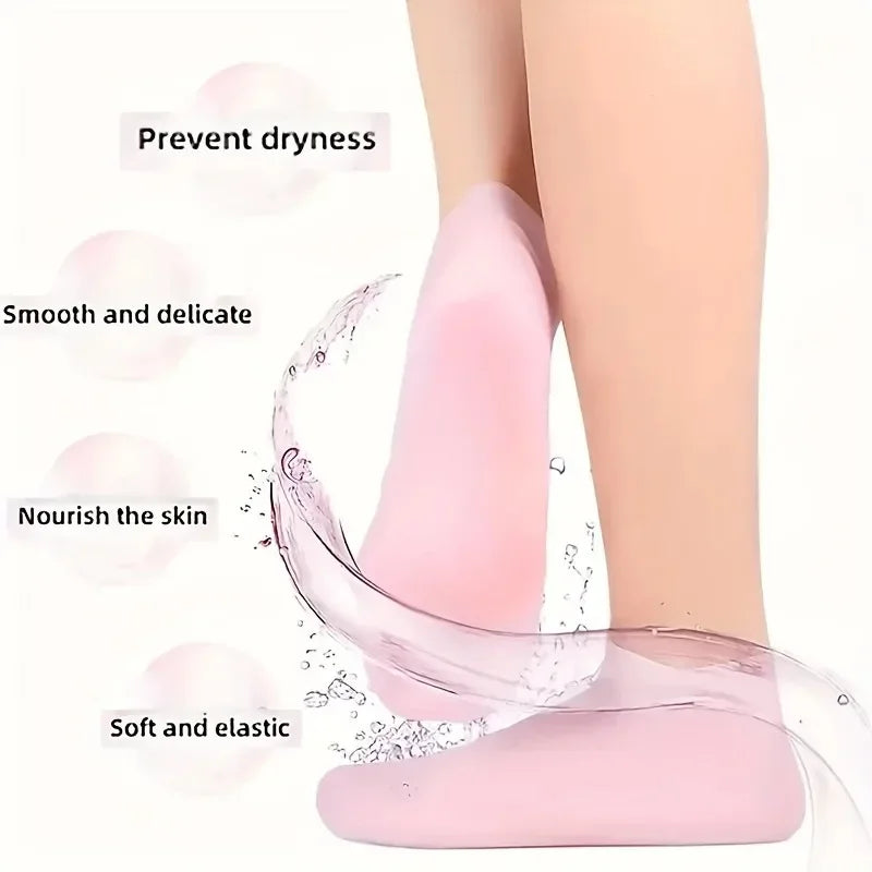 Silicone moisturizing foot socks for dry, cracked feet
