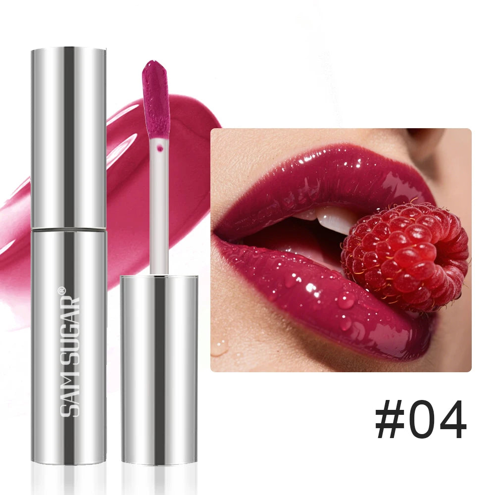 High Shine Lip Gloss Waterproof Smudge Proof Extended Wear Hydrating Raspberry Flavor Colorfast Lip Glaze
