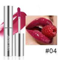 High shine waterproof lip gloss in raspberry
